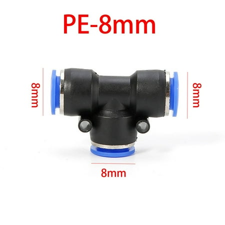 

QXKE 2Pcs Tee Union Pneumatic Quick Fitting Pe Air Connectors Hose Tube Connector