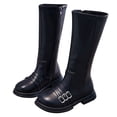 thumbnail image 3 of PEASKJP Girls Duck Boots Western Broad Square Toe Boot, Black 29, 3 of 5