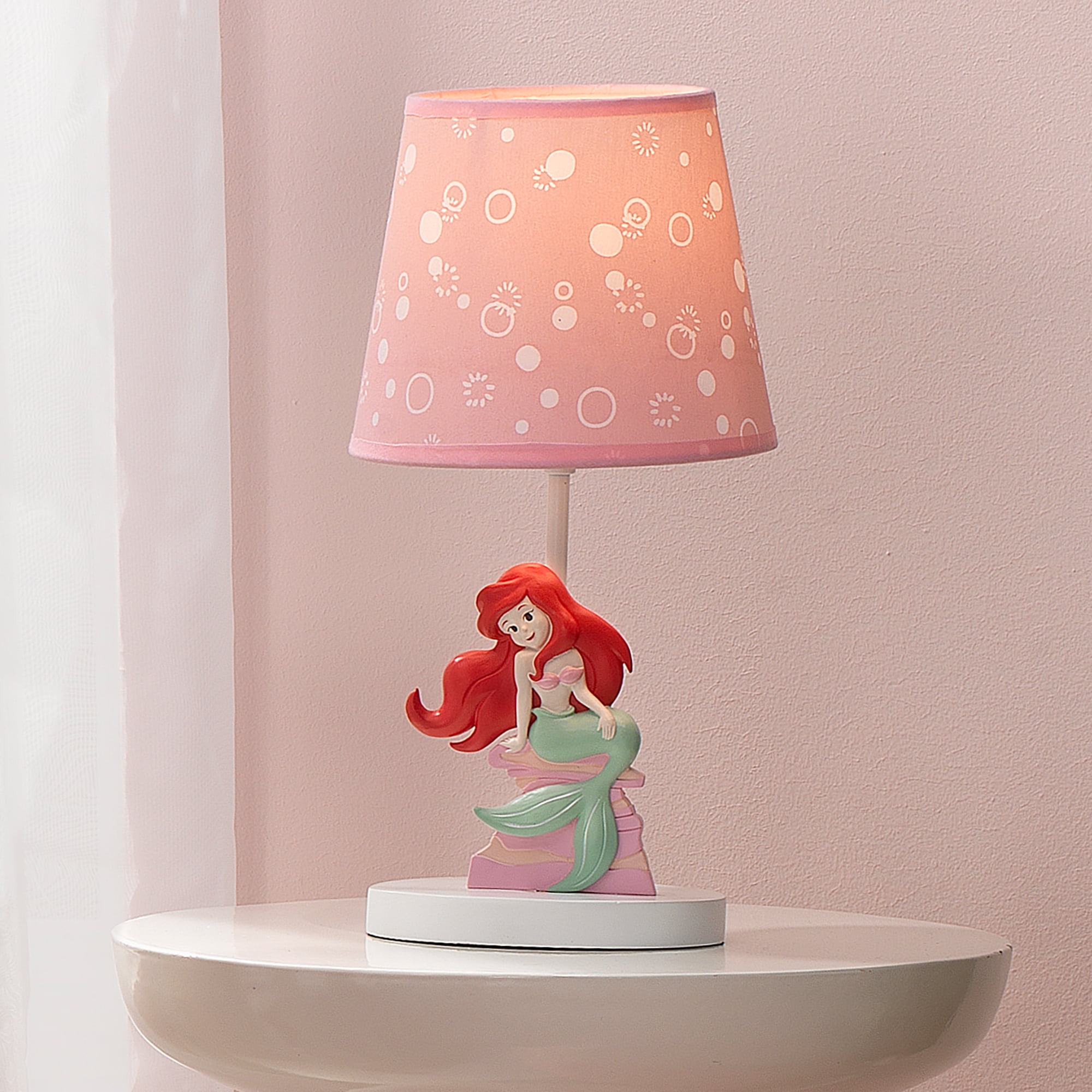 Disney Princess LED Lamp With Shade Pink Girls New Battery Operated Ariel 