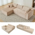 thumbnail image 3 of 110" Modular Sectional Sofa, Minimalist Boneless Couch, Corduroy L Shape Sofa, for Living Room, Bedroom, Beige, 3 of 10