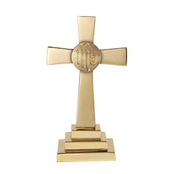 Sudbury Brass IHS Chapel Altar Cross, 12 Inch