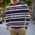 thumbnail image 6 of Men's Striped Tops with Long Sleeves Crewneck Casual Shirts Comfort Basic Tops Printed Patchwork Tees Pullover Cotton T-Shirts Light Blue,M, 6 of 6