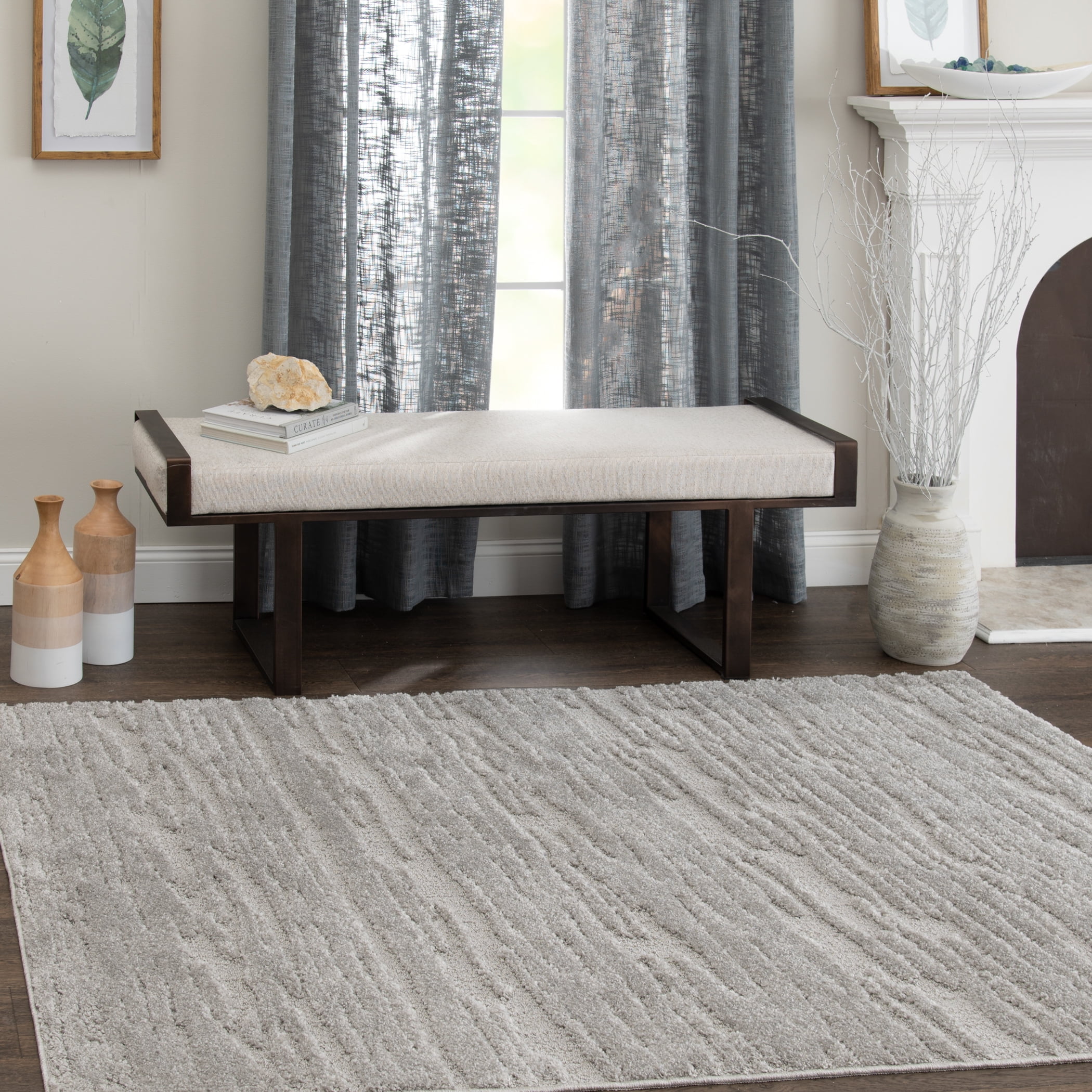Mainstays 5x7 High-Low Gray Indoor Area Rug