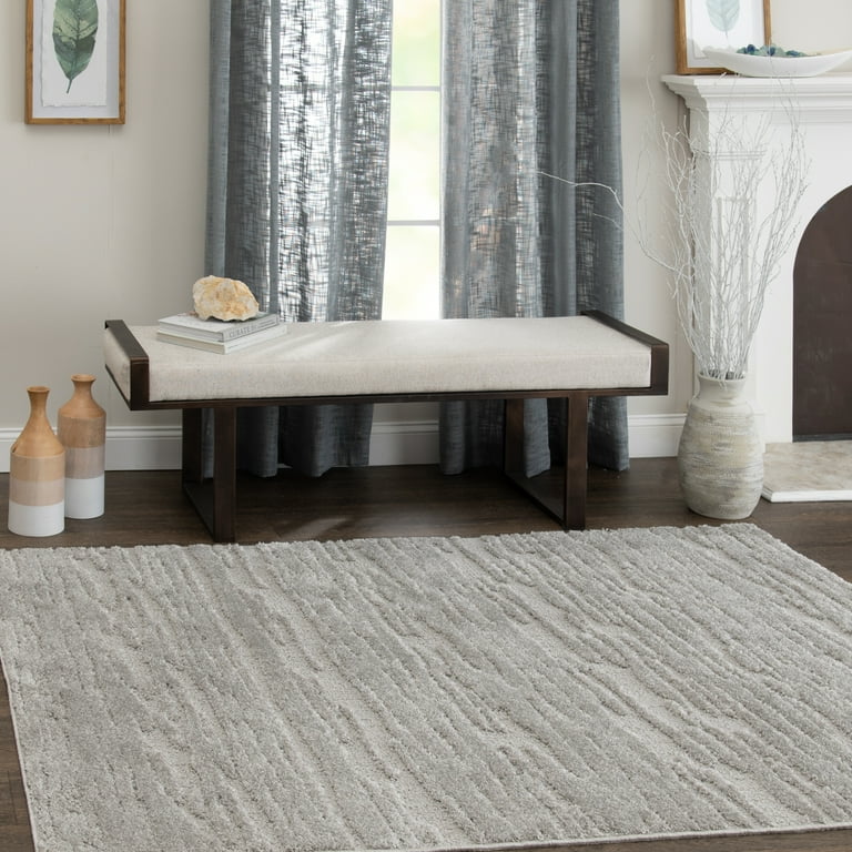 Free Shipping! Mainstays 5x7 Gray Indoor Area Rug with High-Low