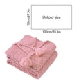 thumbnail image 3 of Acrylic Knit Sofa Throw - Lightweight Office Nap Blanket Reversible Fringe Accent Cozy Home Decor Gift-Ready Warm Bed Couch Cover(Pink), 3 of 7