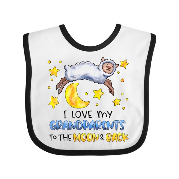 Inktastic I Love My Grandparents to the Moon and Back Cute Sheep Boys or Girls Baby Bib