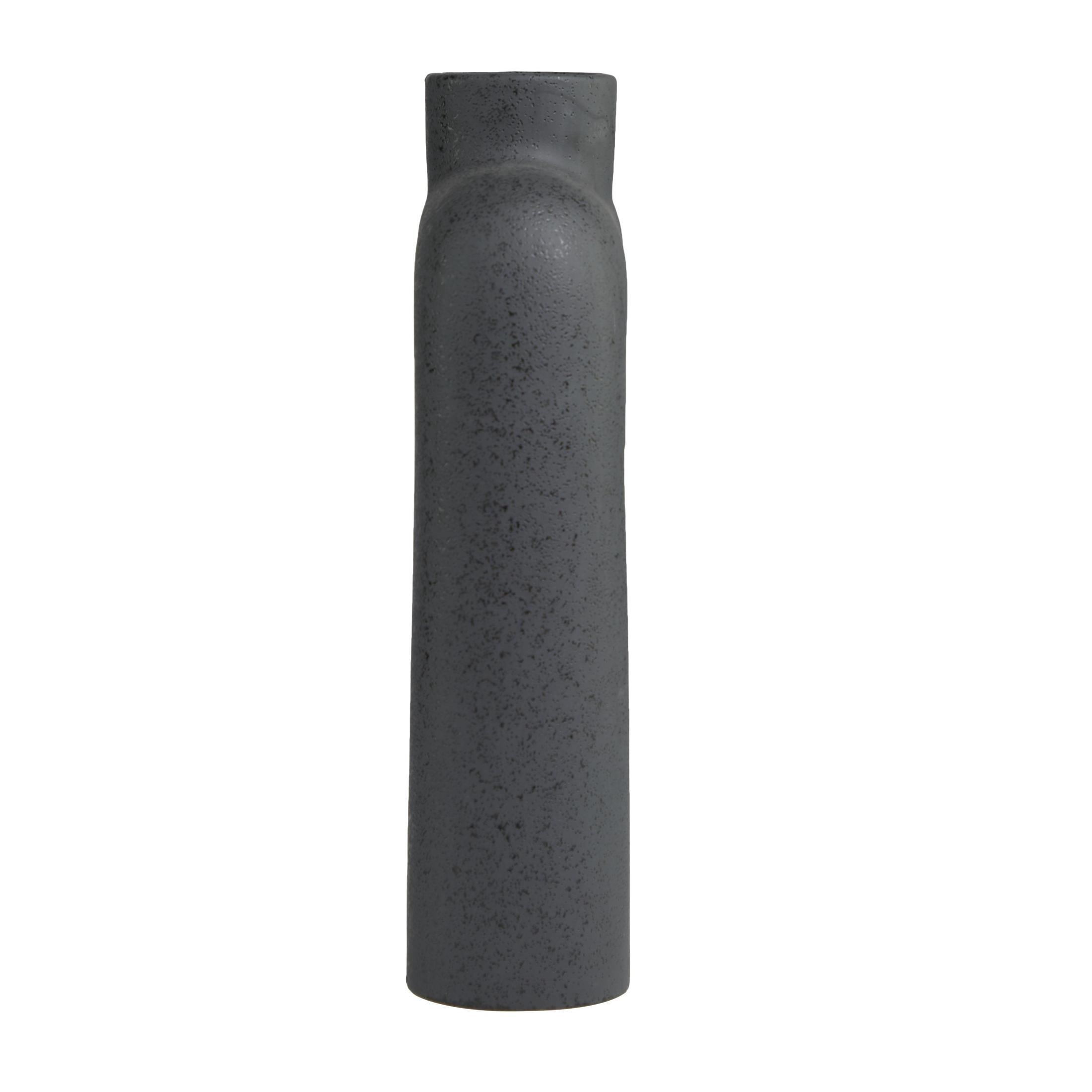 DecMode 13" Abstract Rounded Arched Black Ceramic Vase with Glossy Speckled Texture