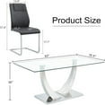 thumbnail image 6 of TesNus 63" Glass Dining Table Set, 7-Piece Rectangular Tempered Glass Table with Silver V-Shaped Base and Black PU Chairs for Dining Room, 6 of 6