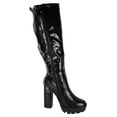 thumbnail image 3 of Top Moda Women Chunky Block Knee High Boots High Heel Platform Side Zipper DALE-25 Black Patent 6, 3 of 4