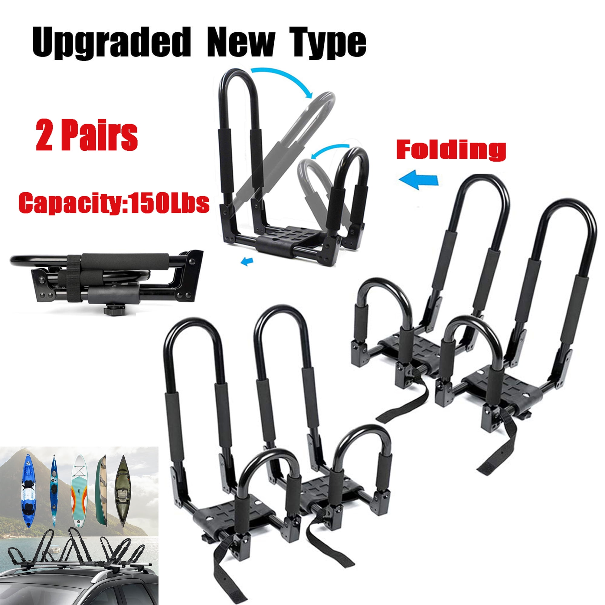 J-Style Folding 4-in-1 Roof Carrier Rack Surfboard and Ski Board Rooftop Mount 