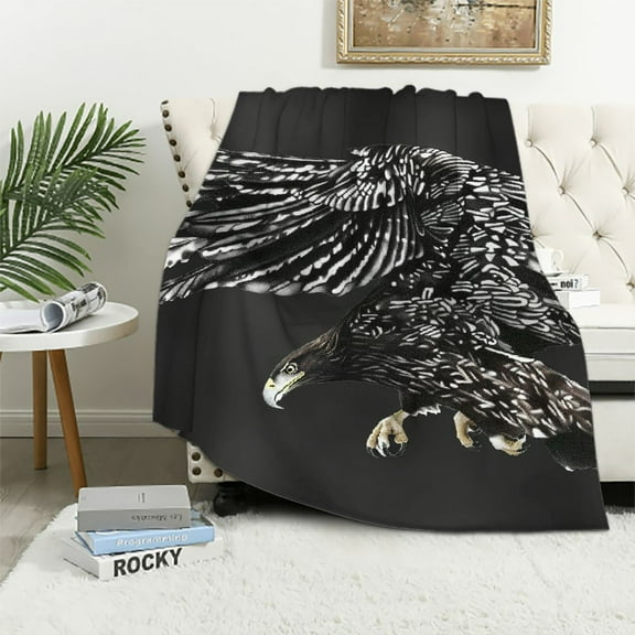 Patifu Eagle Warm Lightweight Blanket Soft Fleece Blankets Throw Blanket for All Seasons Living Rooms Sofa Decor Cow Gifts All Seasons Long-Lasting Blanket 50x60in