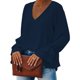 thumbnail image 3 of Camisa con cuello en V, blusa informal de manga larga con cuello en V para mujer Blusa con cuello en V diseñada para precisión, 3 of 5