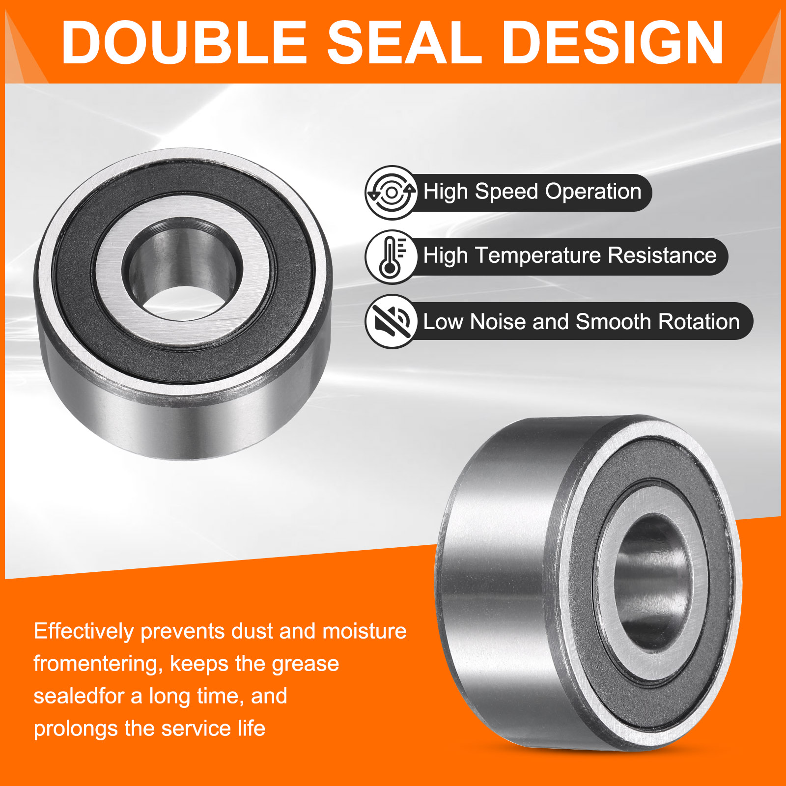 Uxcell 2 Pack 3302-2RS/5302-2RS Double Row Sealed Angular Contact Ball Bearing, 15 x 42 x 19mm Ball Bearings for Electric Motor, Pumps, Compressors, Agricultural Machinery