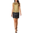 thumbnail image 2 of INSPIRE CHIC Women's Top Metallic Ruched Cowl Neck Sleeveless Party Shiny Tank Tops S Golden, 2 of 6