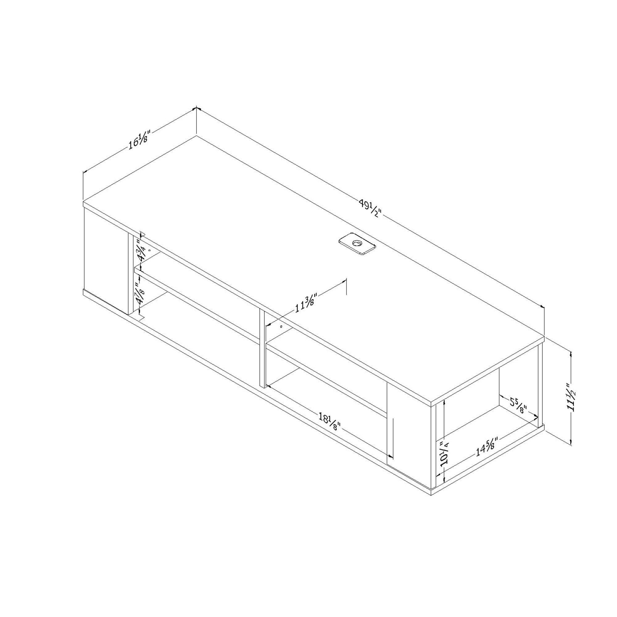 South Shore City Life 48" Wall Mounted TV Stand, Black Oak