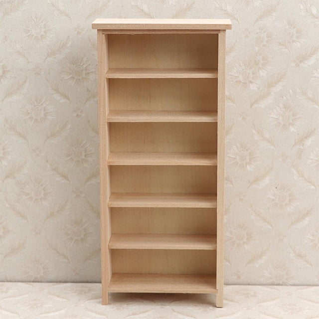 Exquisita estantería en miniatura para casa de , muebles hechos 1:12, estantería de juguete de 6 niveles para decoración de perfke Librería de casa de muñecas