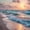 Orange, variant on Peach Sunset Turquoise Ocean Wave Framed Canvas Wall Art Prints for Living Room Bedroom Bathroom Home Decor, Ready to Hang12"L x 8"W