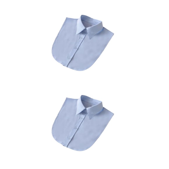 Minnieouse Mujeres diseño simple Color sólido cuello falso niñas Formal gasa falsa media camisa desmontable solapa decoración accesorio Punto azul 2piezas