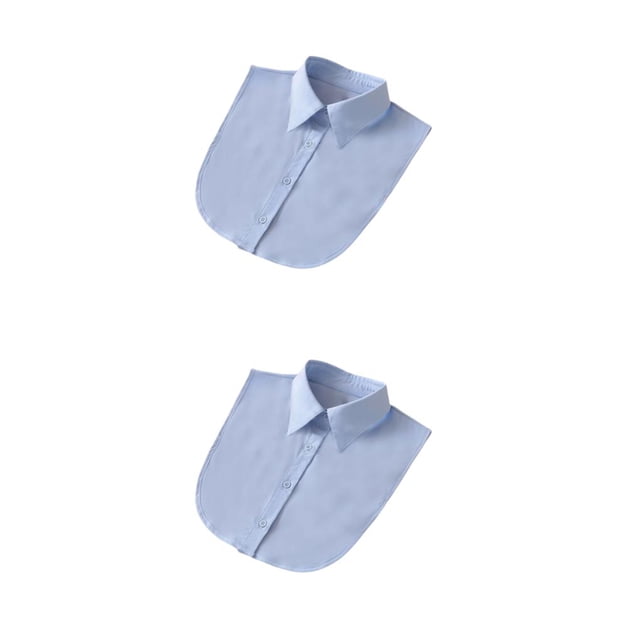 Sonducket Diseño simple Color sólido Cuello falso Moda formal Media camisa falsa Solapa decorativa desmontable Ropa Azul Punto azul 2piezas
