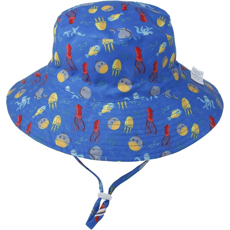 CoCopeaunts Wide Brim Bucket Hat for Kids Spring Summer Outdoor Sun  Protection Headwear Baby Boy Windproof Rope Fisherman Hat 