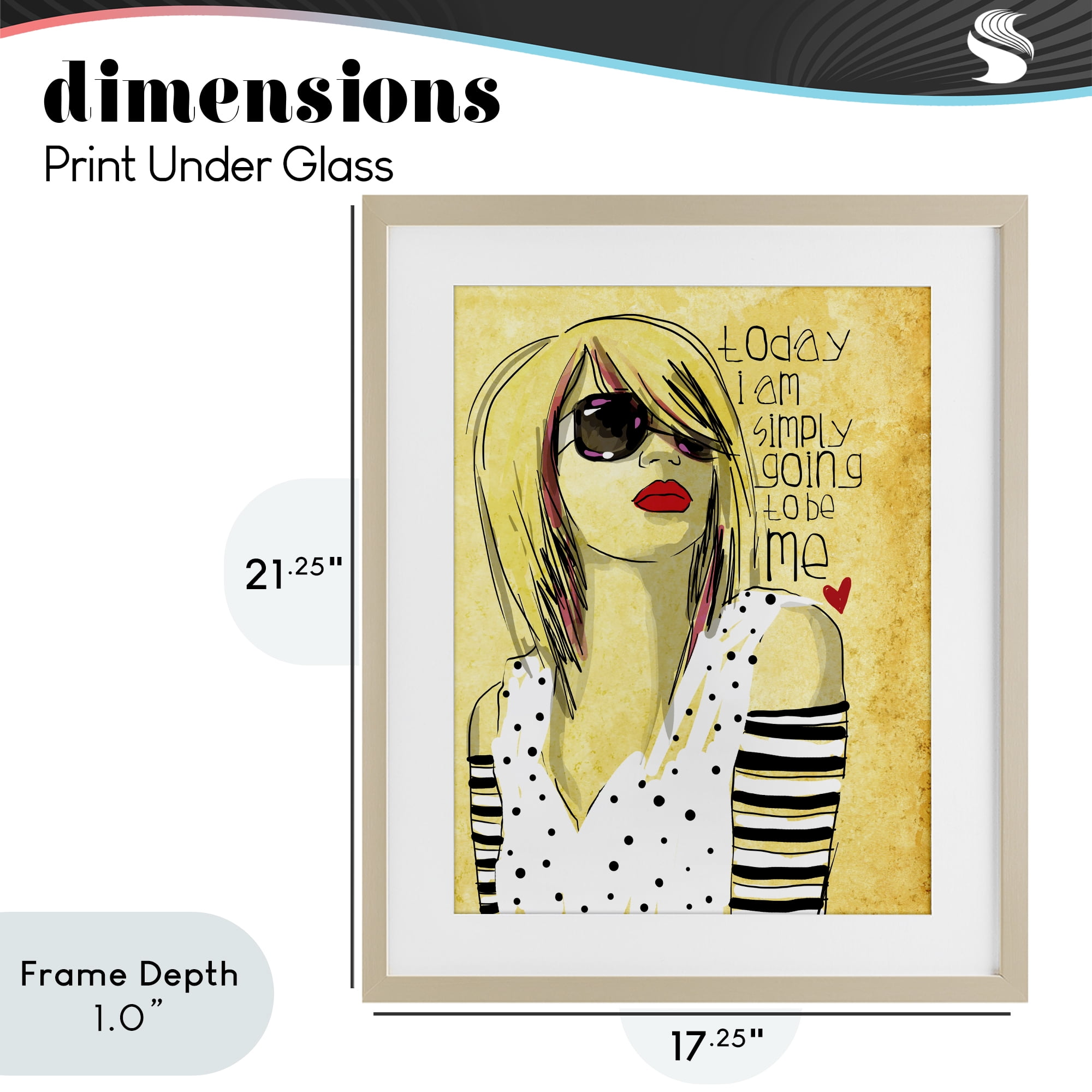 Stupell Industries Today I Am Simply Me Birch Framed Print Under Glass, design by Suzanne Millius