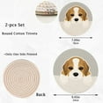 thumbnail image 3 of ZzWwR Cute Cartoon Beagle Dog 2 Pcs Round Woven Pot Holders Trivets Set, Cotton Coasters Placemats for Cooking Baking Hot Dish Pan Pot Bowl Teapot, 9.45 In + 7 In, 3 of 5