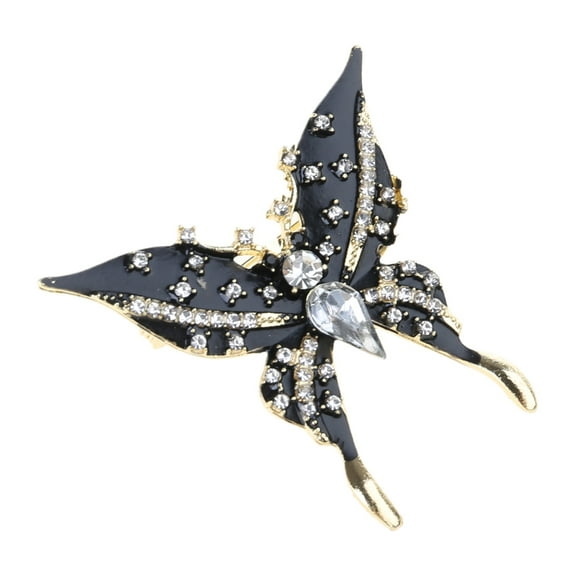 Rhinestones Black Butterfly Pins Fashionable Women Brooch Sparkling Women Clothing Jewelry Suitable for Various Occasion