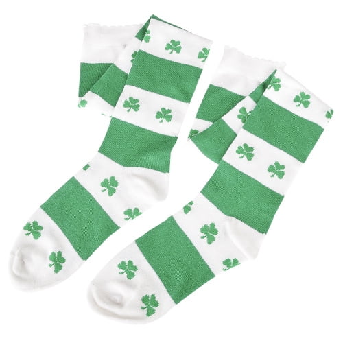 Rinco St. Patrick's Day Party Shamrock 2pc Knee-Highs, Green White, One Size