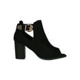 thumbnail image 2 of Women Faux Suede Peep Toe Buckle Accent Chunky Heel Ankle Boots 18298, 2 of 6