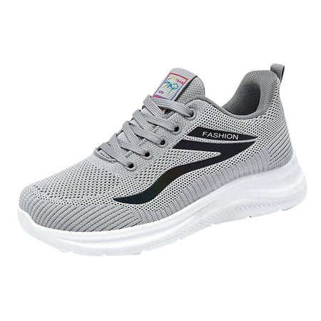 

GNEIKDEING Autumn Women s Sneakers Flat Lightweight Round Toe Lace Up Mesh Breathable Simple Style Gift on Clearance