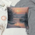 thumbnail image 2 of Orinice Snowy River Sunset Full Moon Graphic Decorative Pillow Cover Zipper Closure Aesthetic Decor Winter Theme 1PC 18x18in, 2 of 5