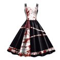 thumbnail image 1 of Halloween Women's Jumpsuit Bloodstained Digital Printing Bodysuit Performance Leotard, 1 of 3