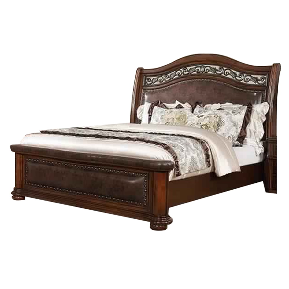 Benzara California King Wooden Bed with Bookcase Headboard and Bottom Drawers,White Walmart