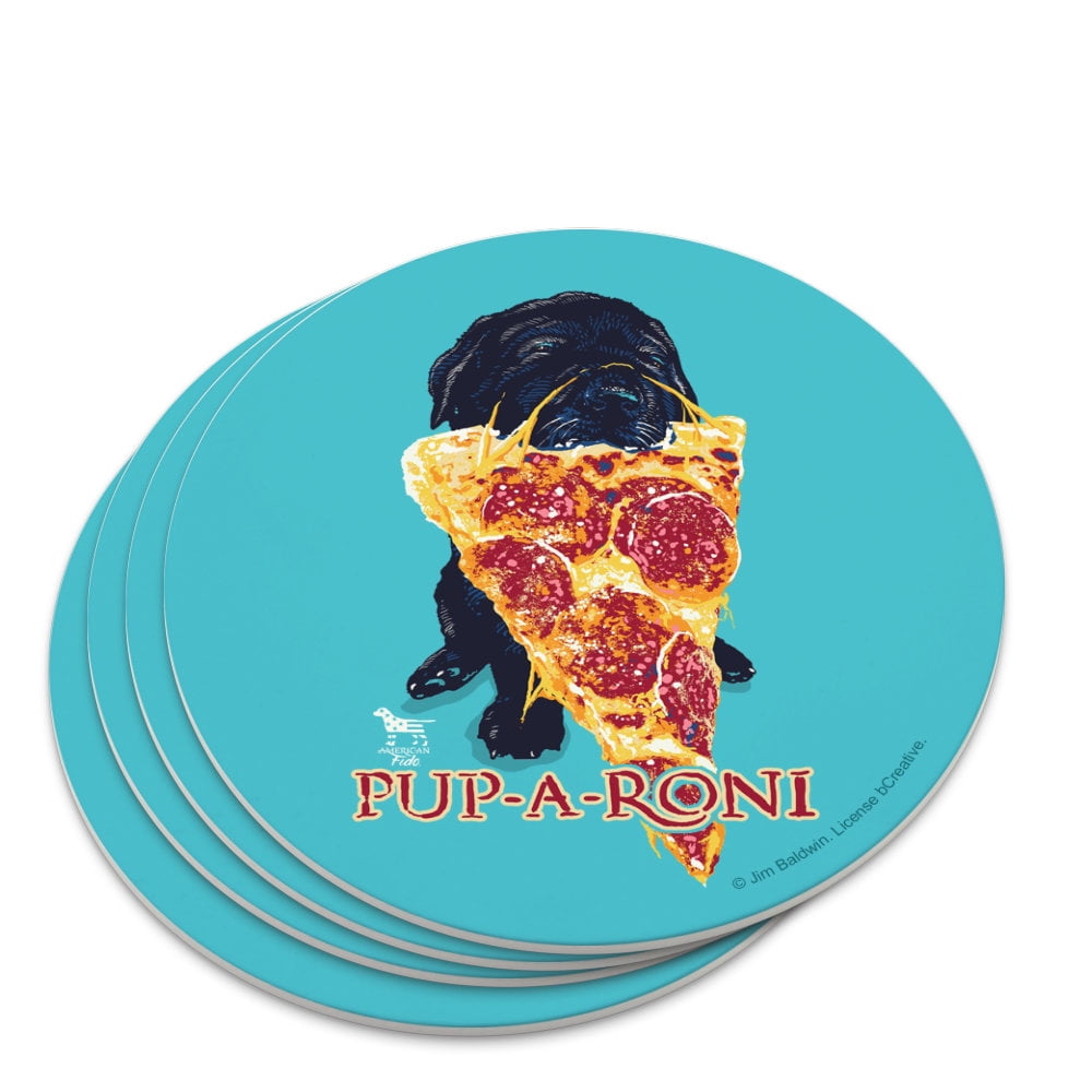PupARoni Pepperoni Pizza Puppy Dog Humor Funny Novelty Coaster Set