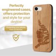 thumbnail image 2 of Case Yard Wooden Case Outside Soft TPU Silicone, Slim Fit Shockproof Wood Protective Phone Cover for Girls Boys Men and Women, Supports Wireless Charging Aloha Hand Sign Design case for iPhone-SE, 2 of 7