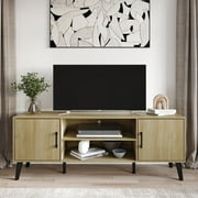 Castle Place Timeless TV Stand Console for TVs up to 65", Light Oak