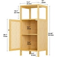thumbnail image 3 of Bamboo Floor Cabinet, Bathroom Storage Organizer Rack with Single Rattan Door and 1 Shelf, Small Wooden Side Cupboard Stand for Entryway, Laundry, Kitchen, Living Room (Natural), 3 of 9