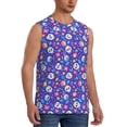thumbnail image 2 of Xecao colorful Skull flower leaf Print Men's Tank Top: Sleek Sleeveless Tee for Casual Sports and Beach Occasions-XX-Large, 2 of 7