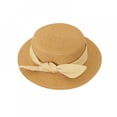 thumbnail image 1 of Aosijia 2 Pack Girls Wide Brim Straw Hat with Bowknot Summer Beach Sun Protection Hat Solid Color, 1 of 5