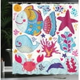 thumbnail image 4 of Ambesonne Cartoon Shower Curtain, Marine Ocean Life, 69"Wx84"L, Multicolor, 4 of 5