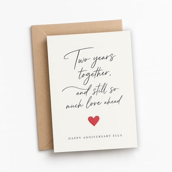 Personalized 2 Year Anniversary Card with Custom Names for Husband, Wife, or Boyfriend