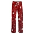 thumbnail image 7 of Women's Fashion Loose Casual Christmas Snowman Print Pants with Drawstring Elastic Waist, Comfortable Sleepwear and Loungewear Trousers for Home,Red,M, 7 of 7