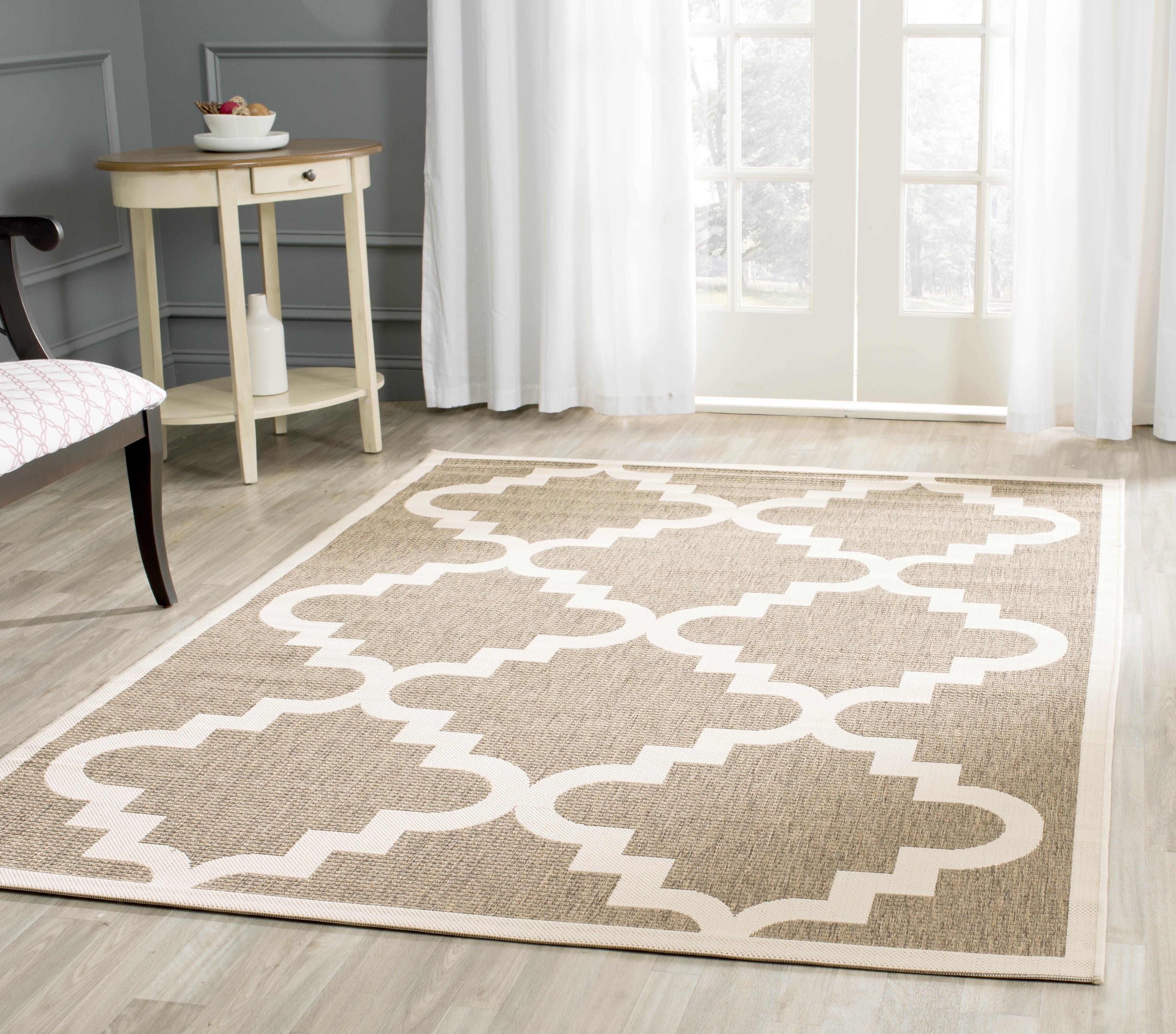 SAFAVIEH Courtyard Jaylee Geometric Trellis Indoor/Outdoor Area Rug ...