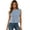 Blue, variant on Women's French Style T Shirt Comfortable Casual Round Neck Honeycomb Texture Checkered Top for Everyday Wear Blue L