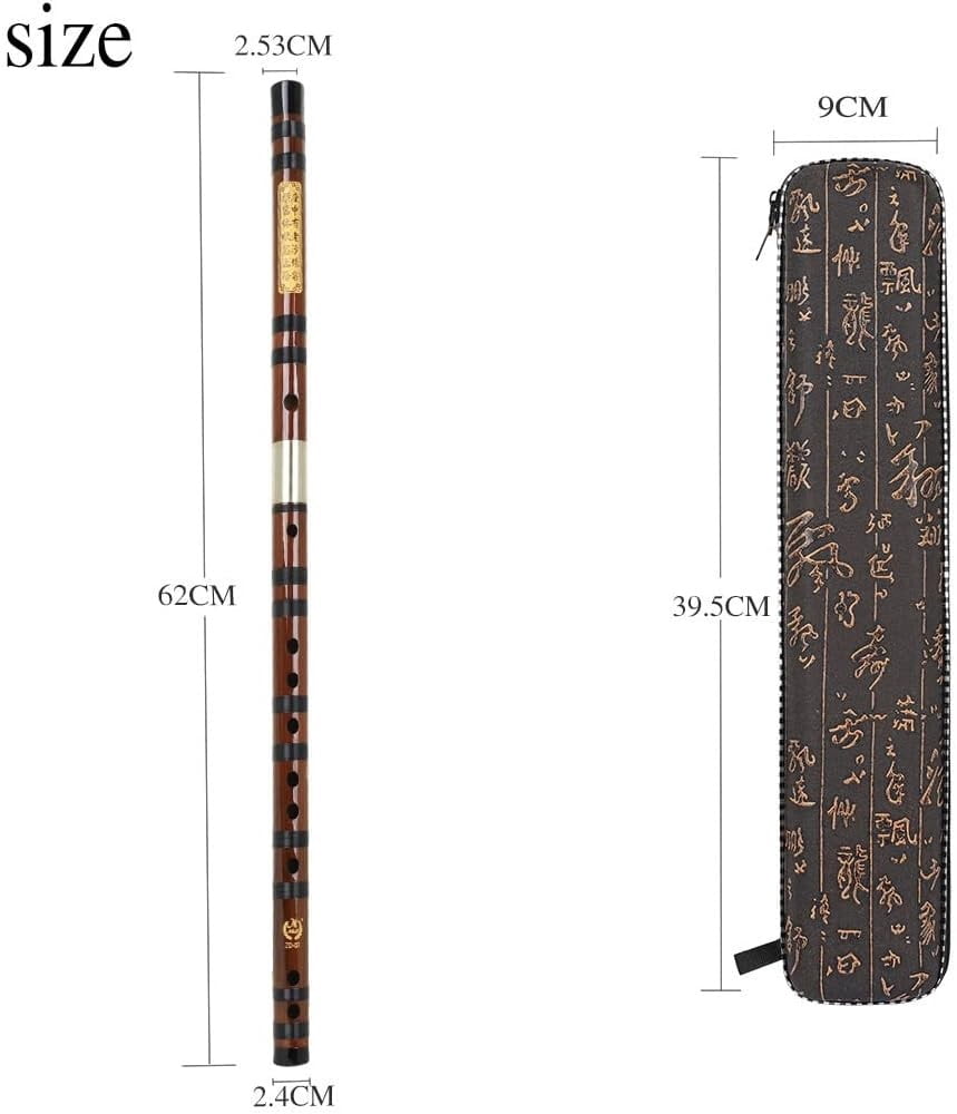 Bamboo Flute, D Key Dizi Bitter Bamboo Flute With Storage Box and Chinese knot, Traditional Handmade Chinese Musical Instrument for Beginners
