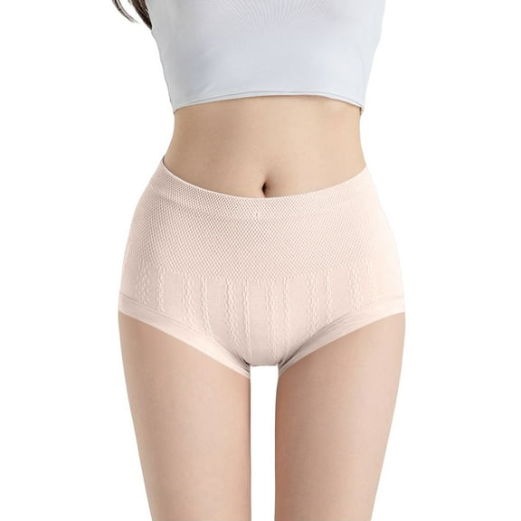 VISALY butt lifter panties, Women's High Waist Tummy Lifting Seamless Cotton Bottom Crotch Briefs, Seamless Cotton Panties Plus Size Panties for Curvy Women Cotton Panties Seamless, Beige,L