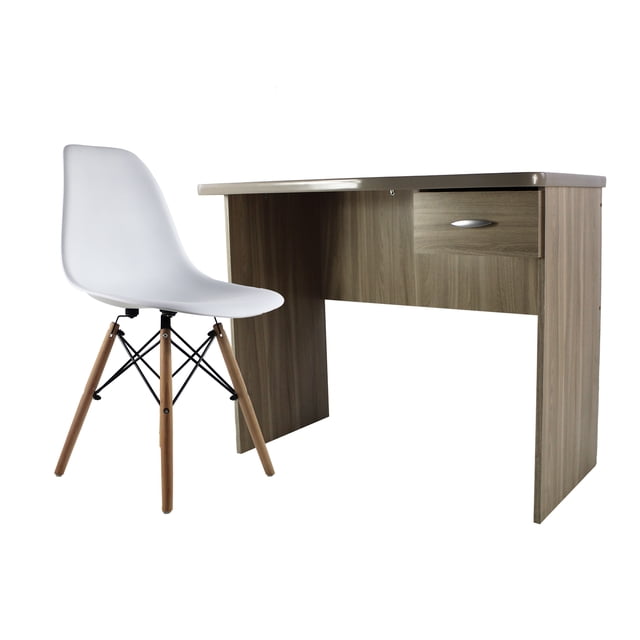 Set de Escritorio JM-Resen Roble y Silla JM-1618 Oslo Blanca Mundo In KITESSI0045