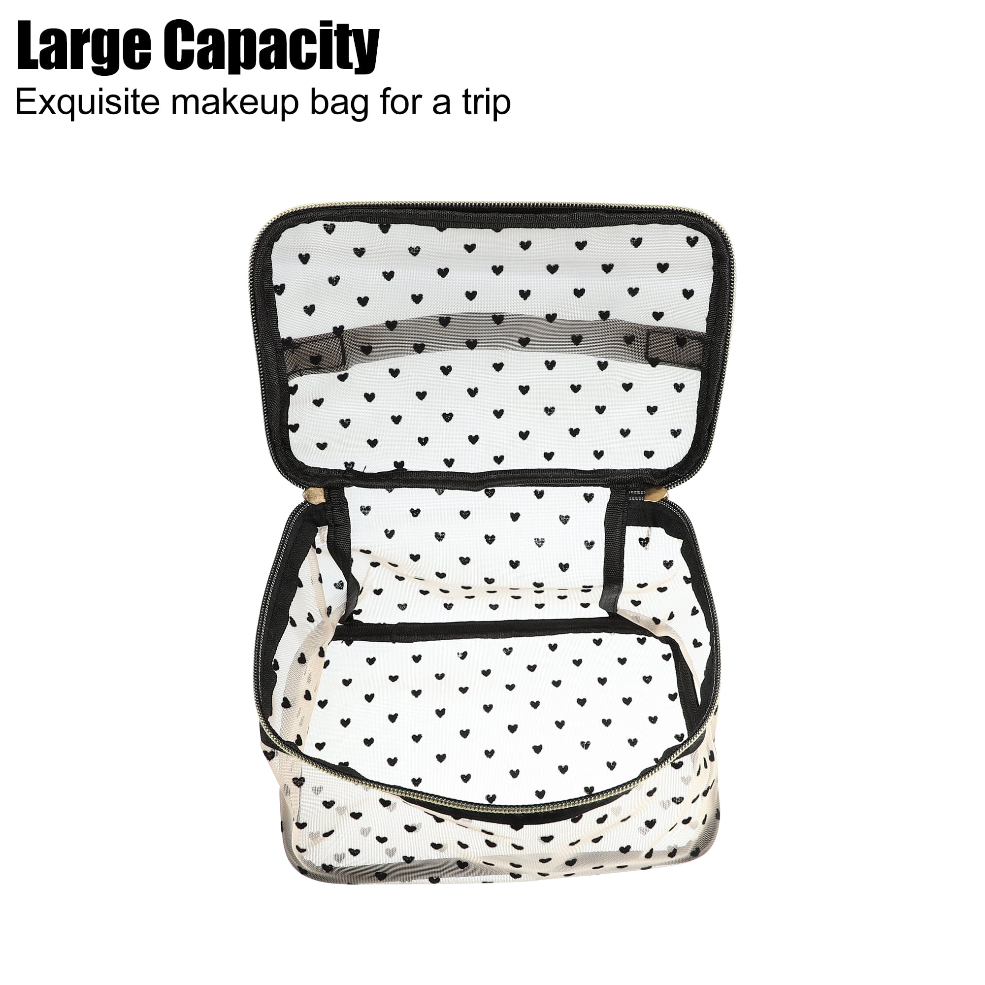 Unique Bargains Makeup Bag Travel Cosmetic Bags Zipper Beige Portable Makeup Organizer
