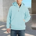 thumbnail image 2 of Fgnfyis Mens Autumn and Winter Semi Zipper Fashion Casual Loose Stitching Solid Color Hooded Sweater Top Mens Hoodie Sky Blue M, 2 of 6