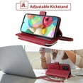 thumbnail image 3 of Dswteny Argyle Wallet Case for Samsung Galaxy A71 5G with Wrist Strap Shoulder Strap, Zipper Purse PU Leather Flip Credit Card Holder Stand Cell Phone Cover for A 71 G5 71A S71 Women Girls Red, 3 of 8